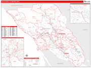 Santa Rosa Metro Area Wall Map Red Line Style